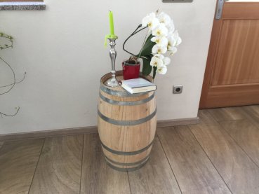 Preview: 50 Liter Fasstisch Dekofass als Stehtisch Kastanienfass neu, Tischfass Holzfass 50 Liter